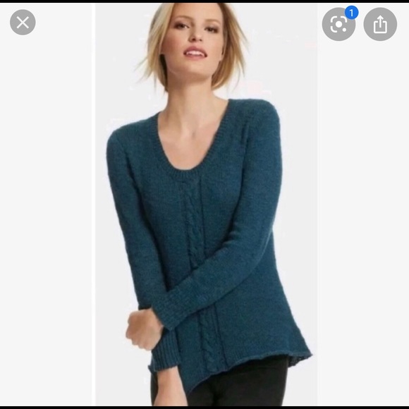 Cabi Teal Peacock Textured Cable Knit 